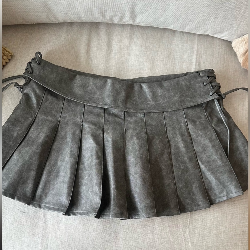 Fashion Nova Leather Flair Skirt